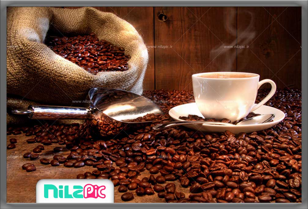 نیلزپیک-دانلود عکس باکیفیت دانه‌های قهوه و فنجان