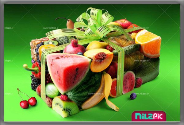عکس باکیفیت و خلاقانه از باکس هدیه میوه‌ها